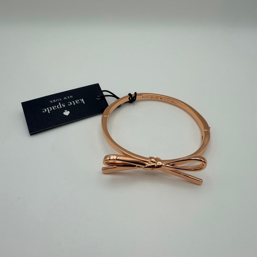 Kate Spade Skinny Mini Bow Bangle Rose Gold Tone Bracelet - Picture 4 of 5